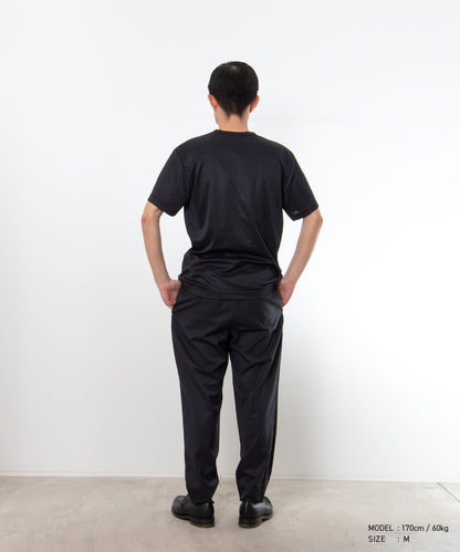 Polyester Back Pin Mesh Print T-Shirt Black / White DQ-T001