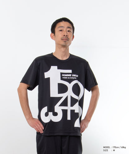 Polyester Back Pin Mesh Print T-Shirt Black / White DQ-T001