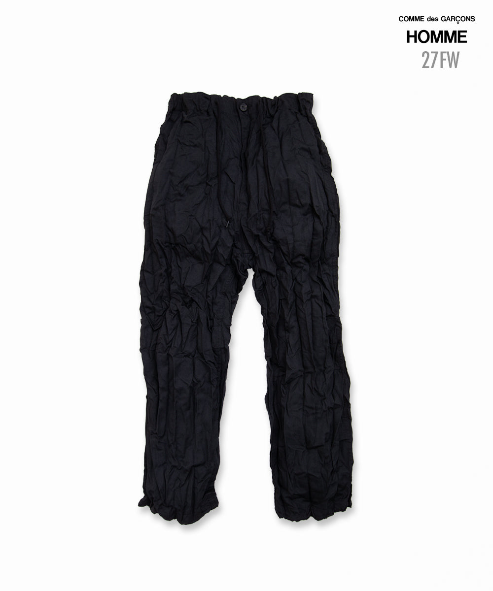 COMME des GARCONS HOMME / HR-P008 / Polyester Wool Twill Processed Pants / 26FW / Black