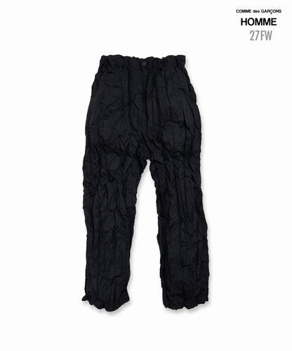 COMME des GARCONS HOMME / HR-P008 / Polyester Wool Twill Processed Pants / 26FW / Black