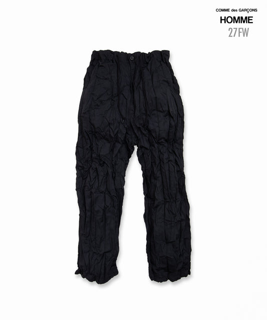 COMME des GARCONS HOMME / HR-P008 / Polyester Wool Twill Processed Pants / 26FW / Black