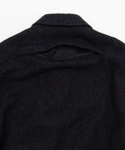 COMME des GARCONS HOMME / HR-C004 / Wool Herringbone Fabric Felted × Nylon Twill Coat / 26FW / Charcoal