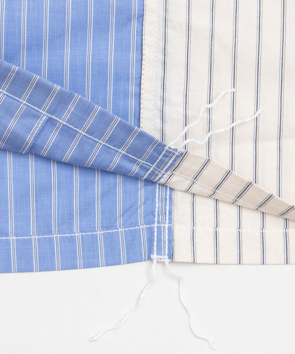 Cotton Oxford Stripe × Cotton/Linen Stripe Shirt HQ-B025