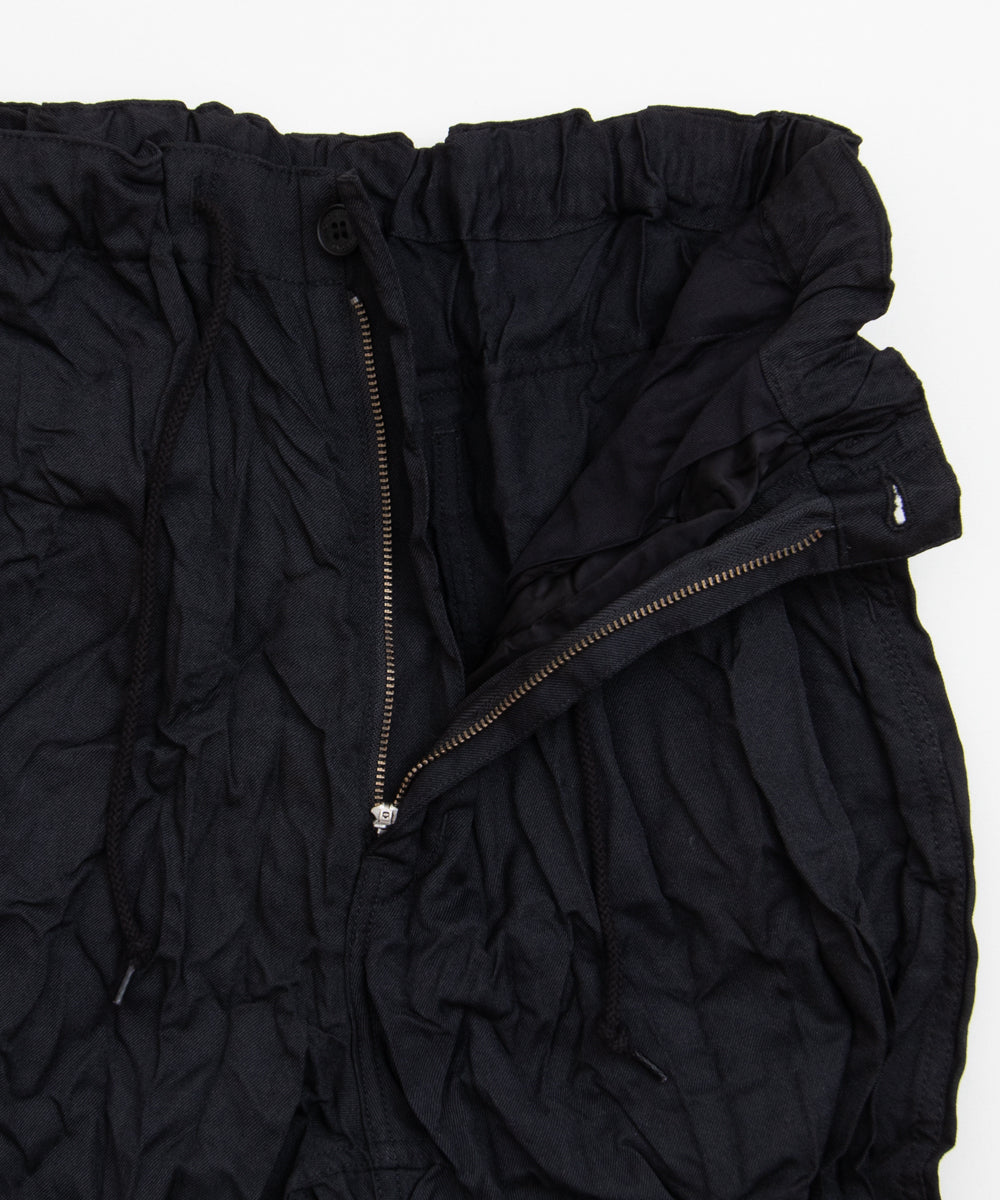 COMME des GARCONS HOMME / HR-P008 / Polyester Wool Twill Processed Pants / 26FW / Black