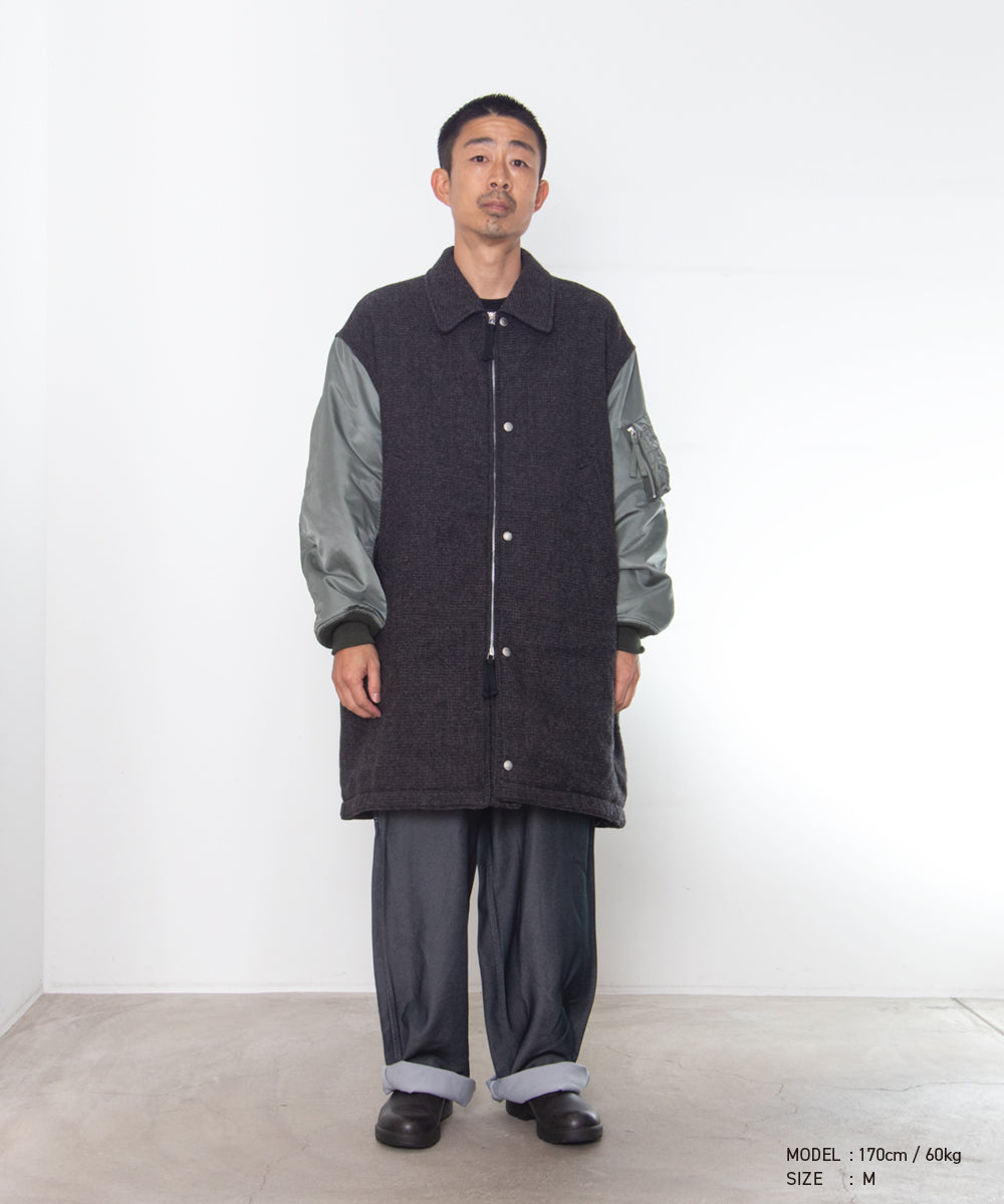 COMME des GARCONS HOMME / HR-C004 / Wool Herringbone Fabric Shrunk × Nylon Twill Coat / 26FW / Gray