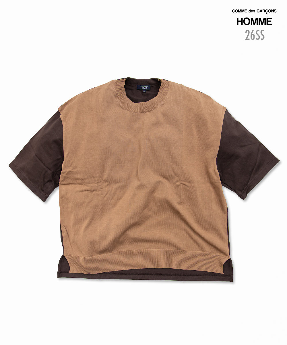 Cotton Jersey × Knit T-Shirt