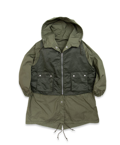 COMME des GARCONS HOMME / HR-C002 / Cotton Nylon Weather × Nylon Twill Garment Washed Coat / 26FW / Khaki