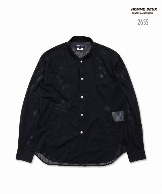 COMME des GARCONS HOMME DEUX Polyester Mesh Shirt Black DQ-B039 Black