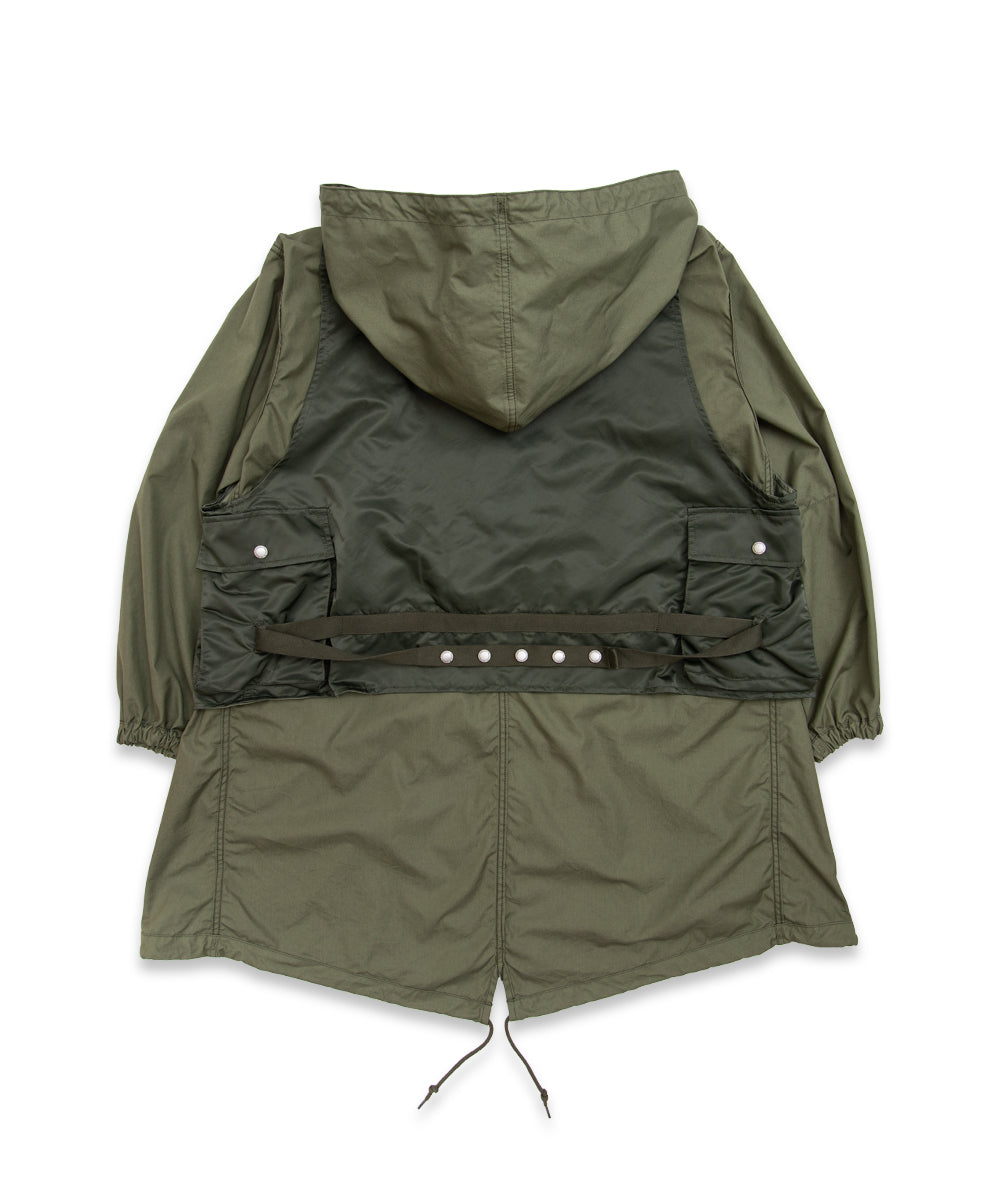 COMME des GARCONS HOMME / HR-C002 / Cotton Nylon Weather × Nylon Twill Garment Washed Coat / 26FW / Khaki