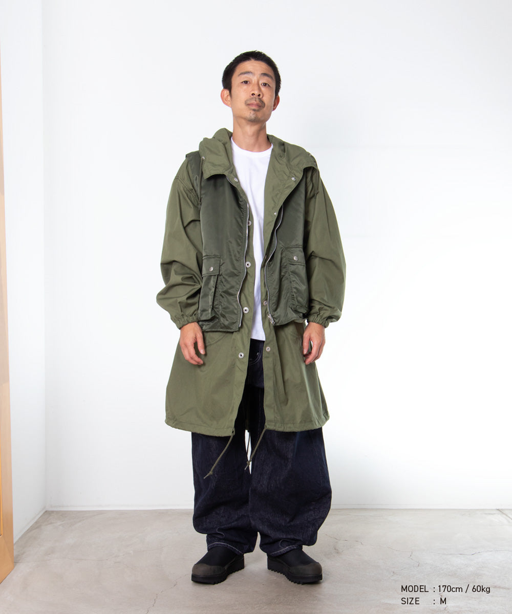 COMME des GARCONS HOMME / HR-C002 / Cotton Nylon Weather × Nylon Twill Garment Washed Coat / 26FW / Khaki