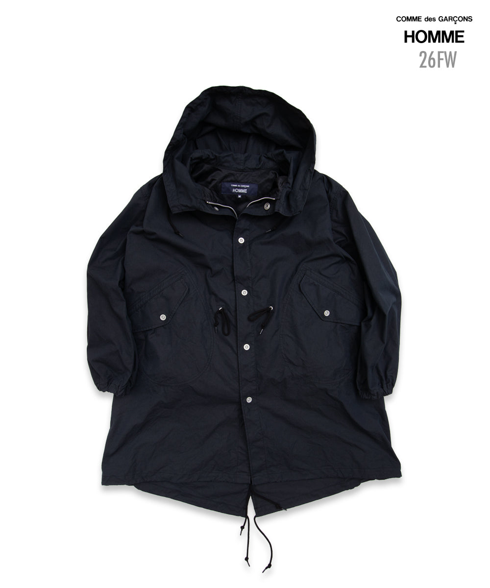 COMME des GARCONS HOMME / HR-C002 / Cotton Nylon Weather × Nylon Twill Garment Washed Coat / 26FW / Black