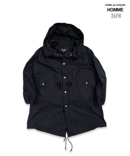 COMME des GARCONS HOMME / HR-C002 / Cotton Nylon Weather × Nylon Twill Garment Washed Coat / 26FW / Black