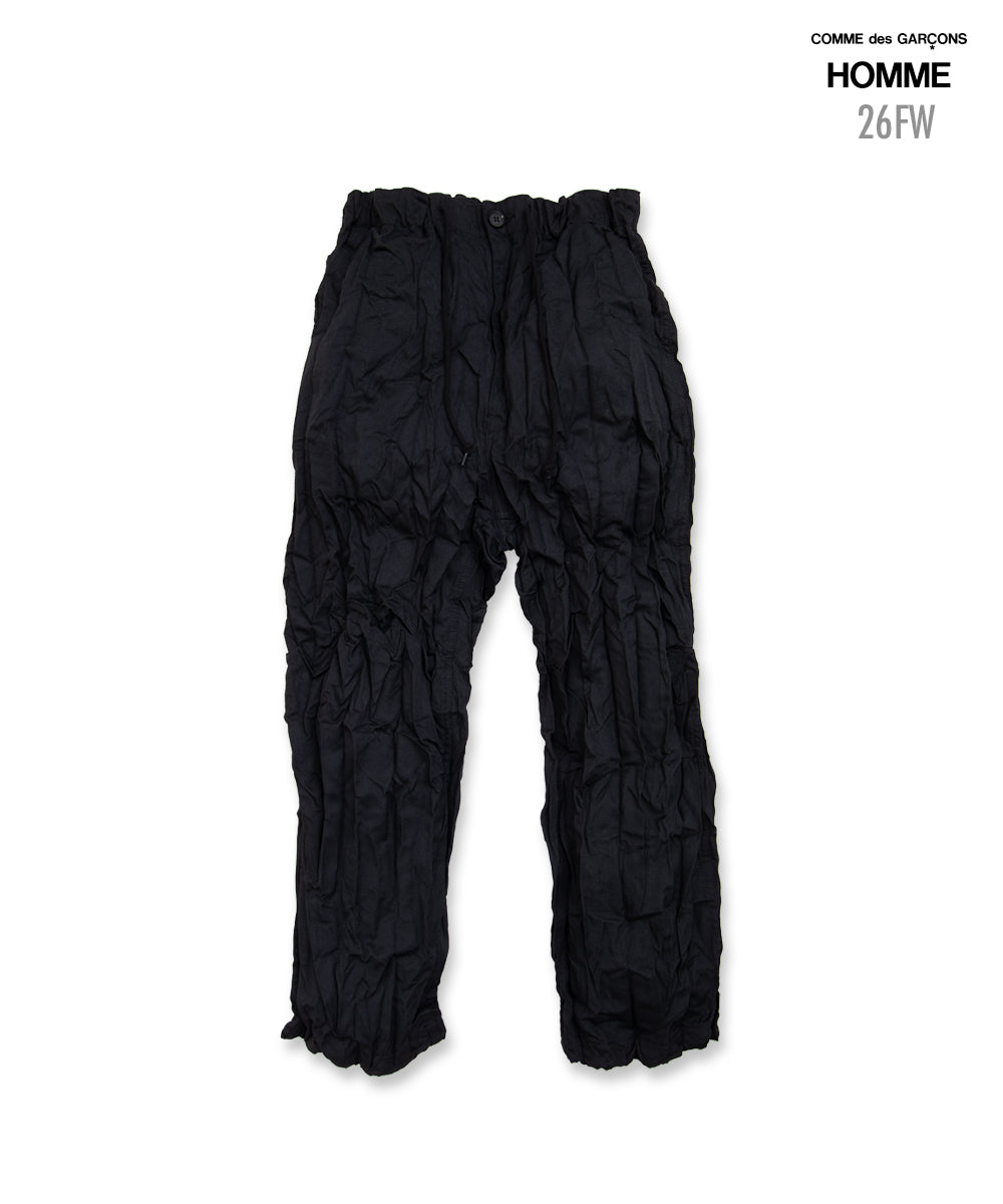 COMME des GARCONS HOMME / HR-P008 / Polyester Wool Twill Processed Pants / 26FW / Black