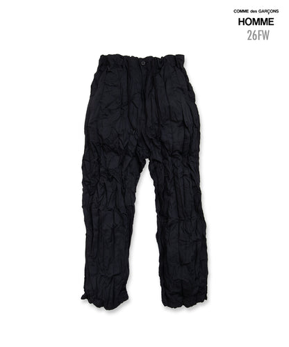 COMME des GARCONS HOMME / HR-P008 / Polyester Wool Twill Processed Pants / 26FW / Black