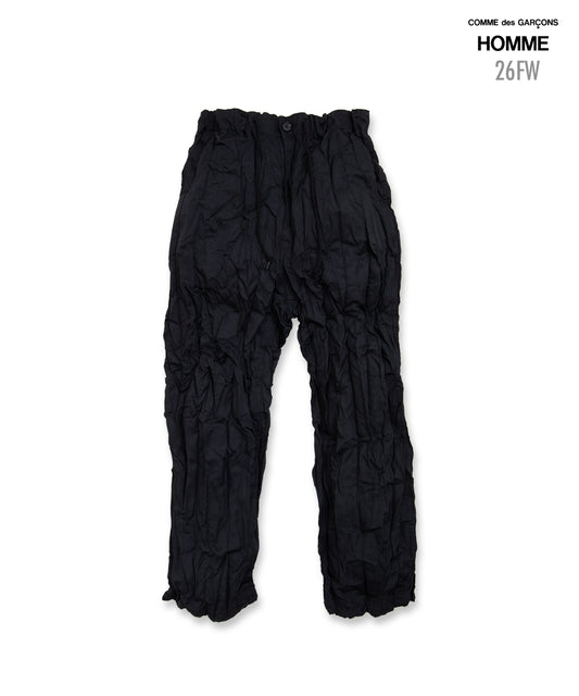 COMME des GARCONS HOMME / HR-P008 / Polyester Wool Twill Processed Pants / 26FW / Black