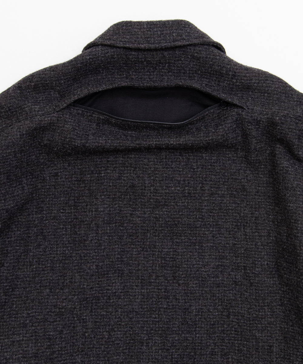 COMME des GARCONS HOMME / HR-C004 / Wool Herringbone Fabric Shrunk × Nylon Twill Coat / 26FW / Gray