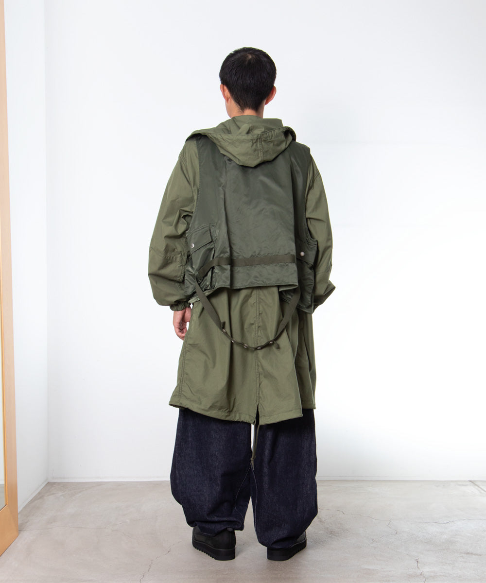 COMME des GARCONS HOMME / HR-C002 / Cotton Nylon Weather × Nylon Twill Garment Washed Coat / 26FW / Khaki