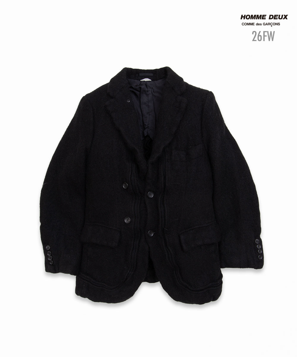 COMME des GARCONS HOMME DEUX / DR-J036 / Wool Nylon Tweed Finished Jacket / 26FW / Black