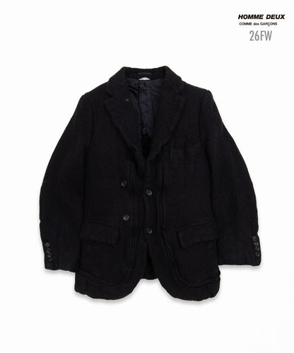 COMME des GARCONS HOMME DEUX / DR-J036 / Wool Nylon Tweed Finished Jacket / 26FW / Black