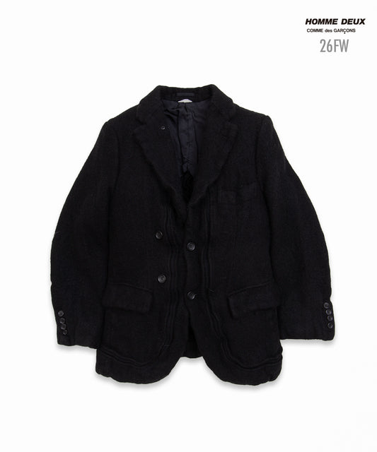 COMME des GARCONS HOMME DEUX / DR-J036 / Wool Nylon Tweed Finished Jacket / 26FW / Black