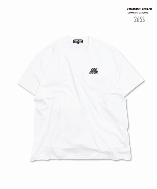 COMME des GARCONS HOMME DEUX One-Point Printed Cotton Jersey T-Shirt DQ-T005 White / Black